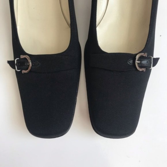 Salvatore Ferragamo | Black Square Toe Pumps 9.5 - Picture 5 of 8